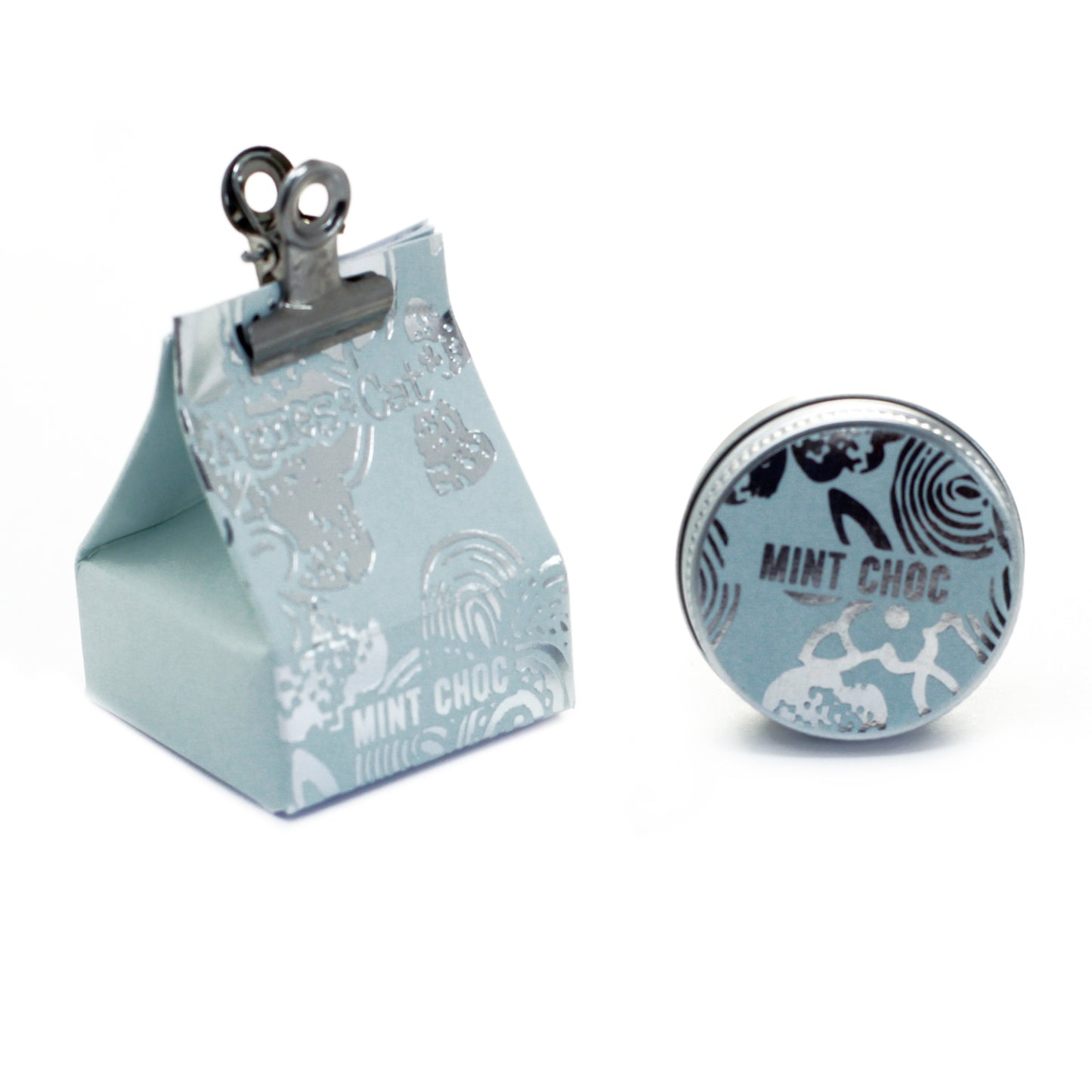 Agnes & Cat Lip Balm Light blue packaging with 'Mint Choc' branding on a white background