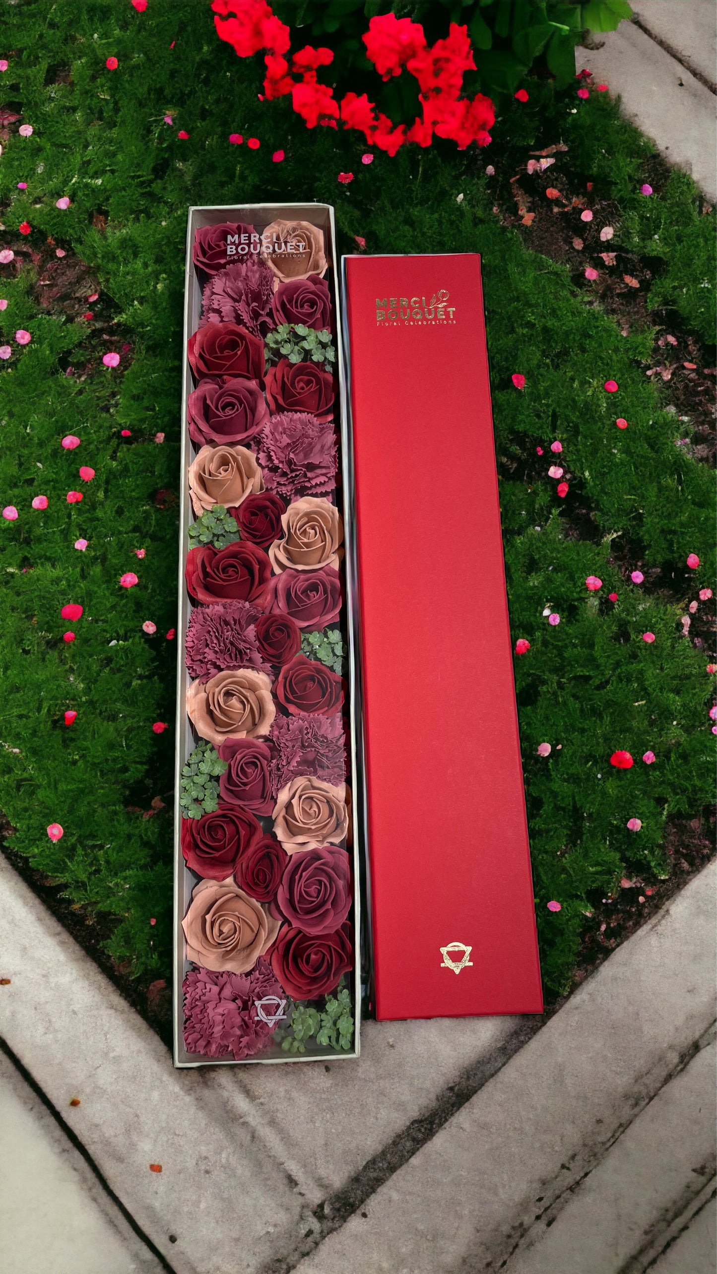 Long Box - Elegant vintage rose soap petals, handmade bath gift in sustainable packaging