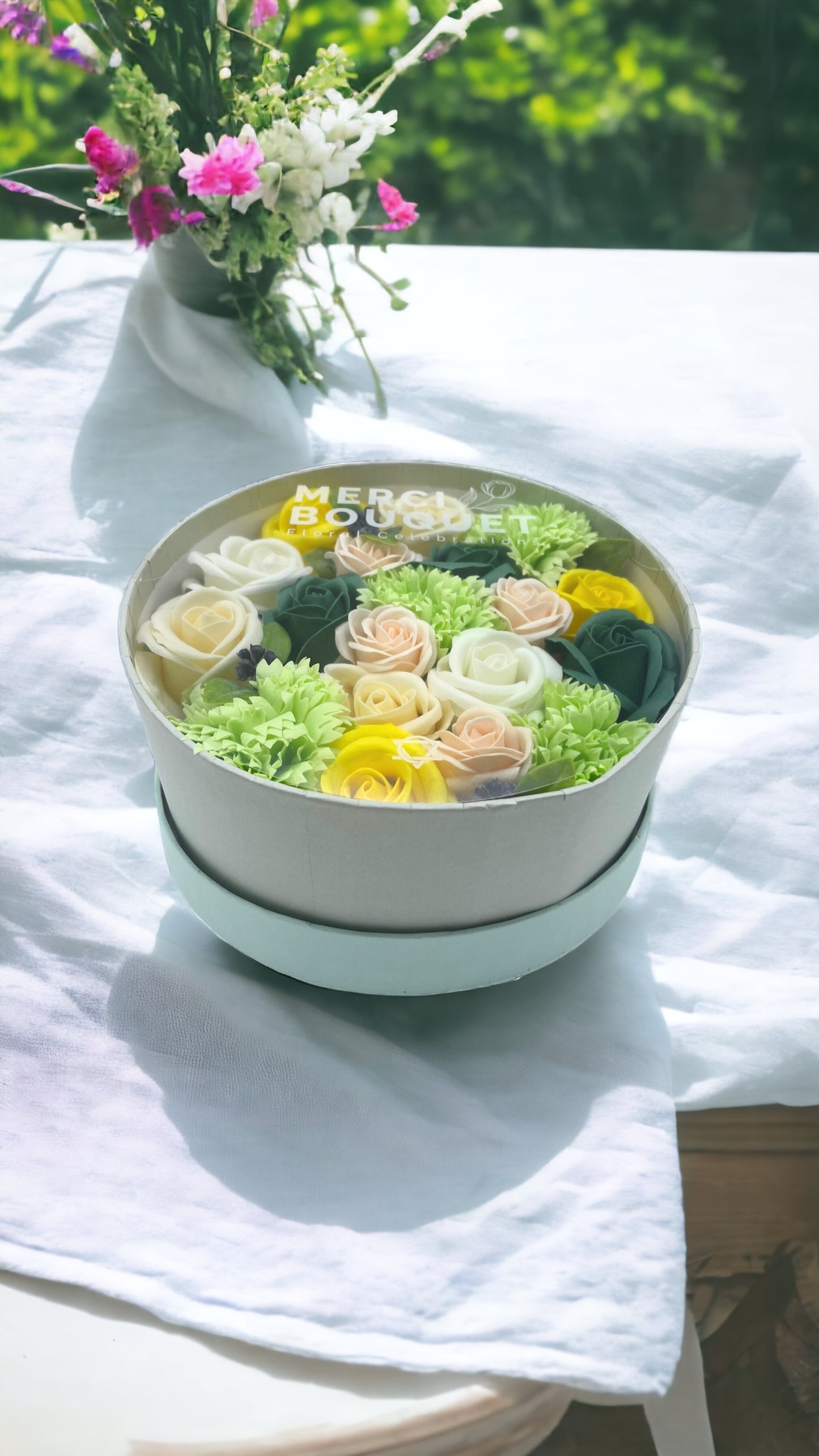 Luxury Spring Celebrations soap flower gift box, cruelty-free wellness gift for her UK