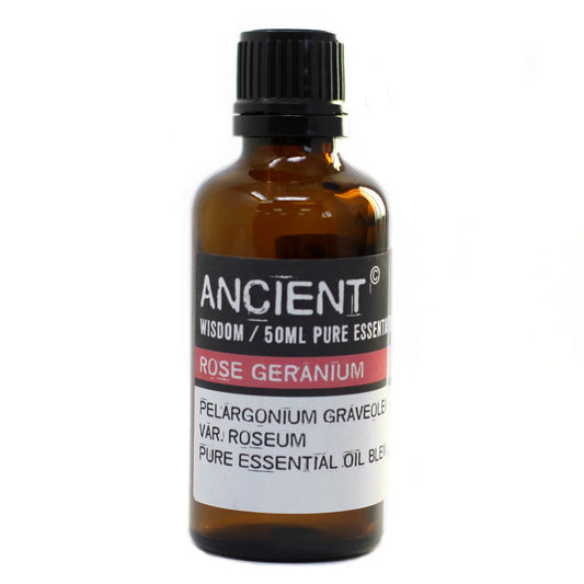 Rose Geranium Organic Essential Oil 50ml by Ancient Wisdom – Pure, Balancing & Uplifting | Underground Allur - Underground Allure