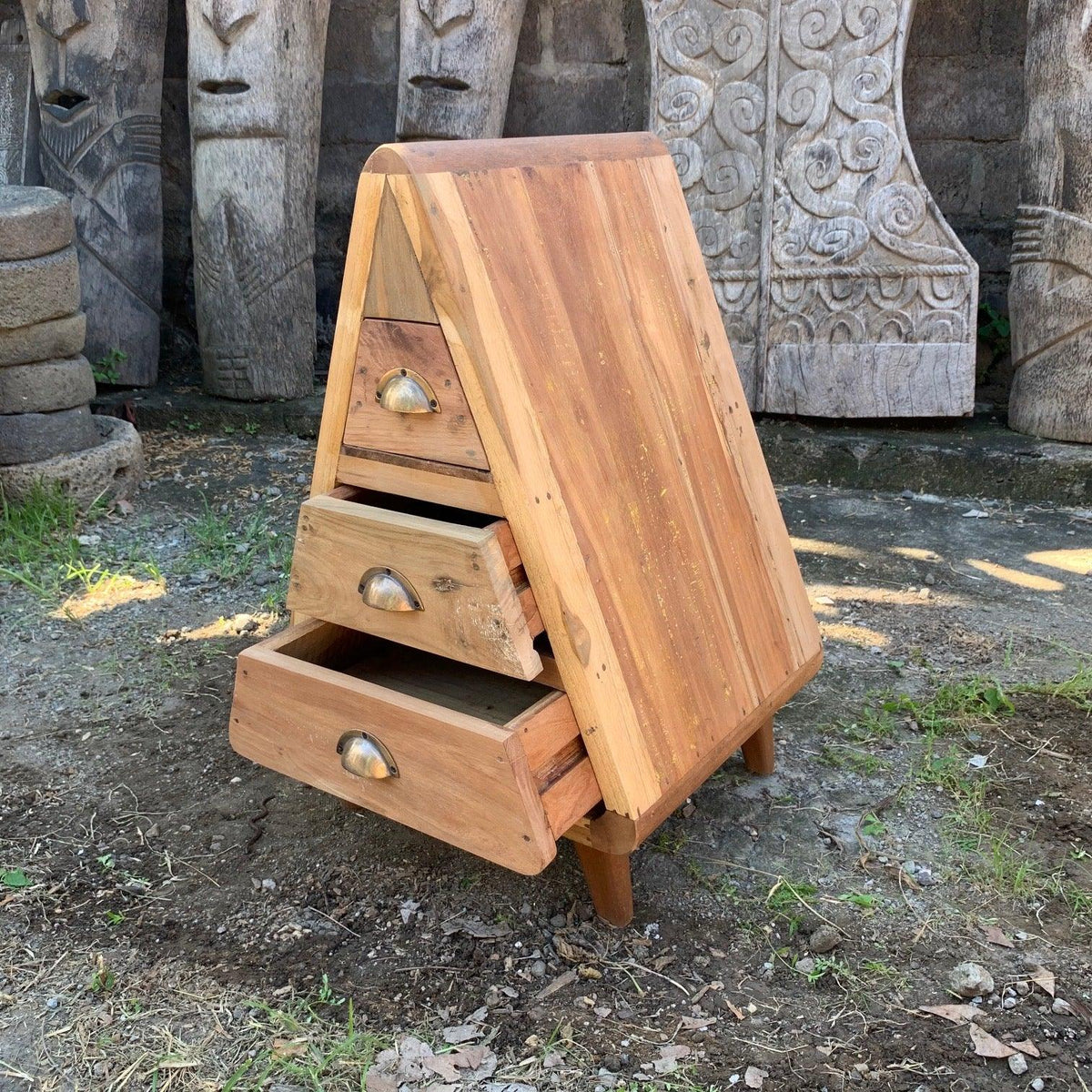 Mr Triangle Decoration Storage 3 Draws - Recycled Wood - Underground Allure
