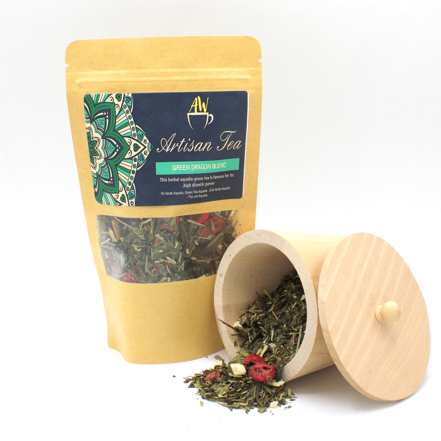 50g bag Green Dragon Blend and wooden jar