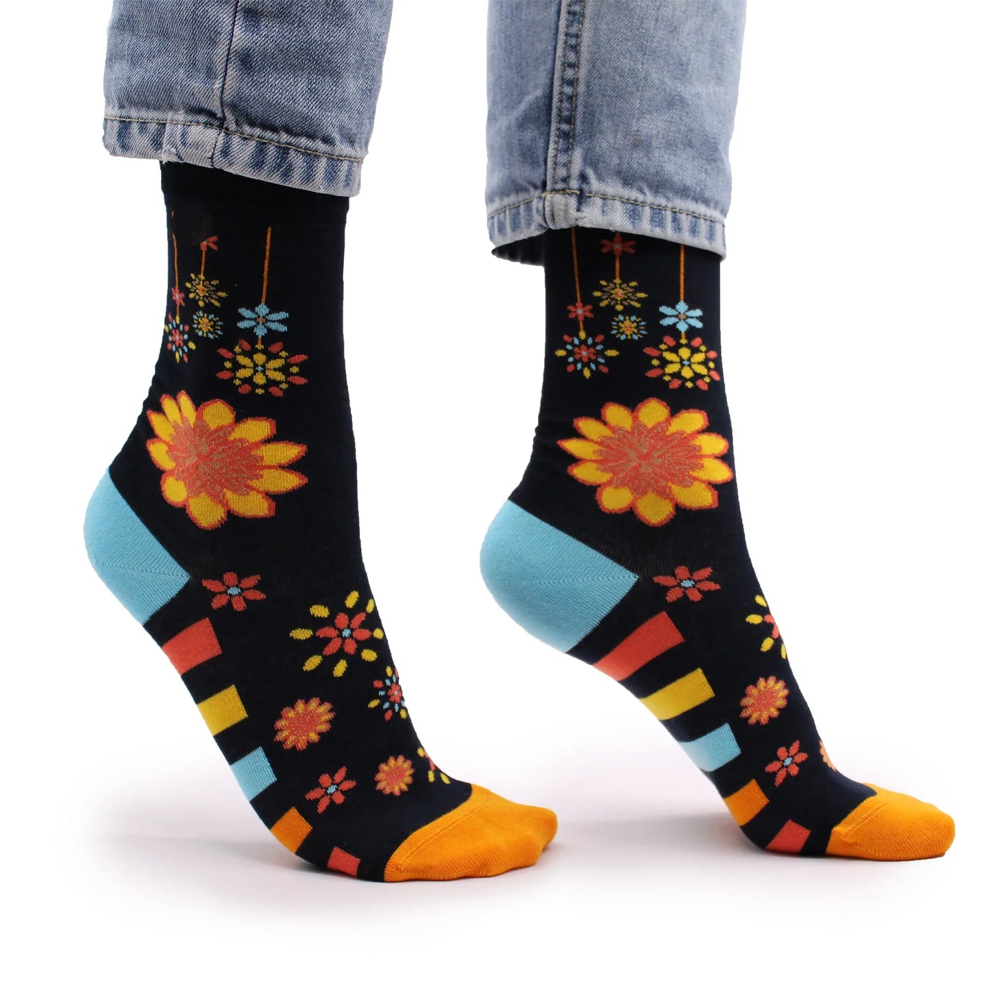 Hop Hare Bamboo Socks - Mandala Flowers - Underground Allure
