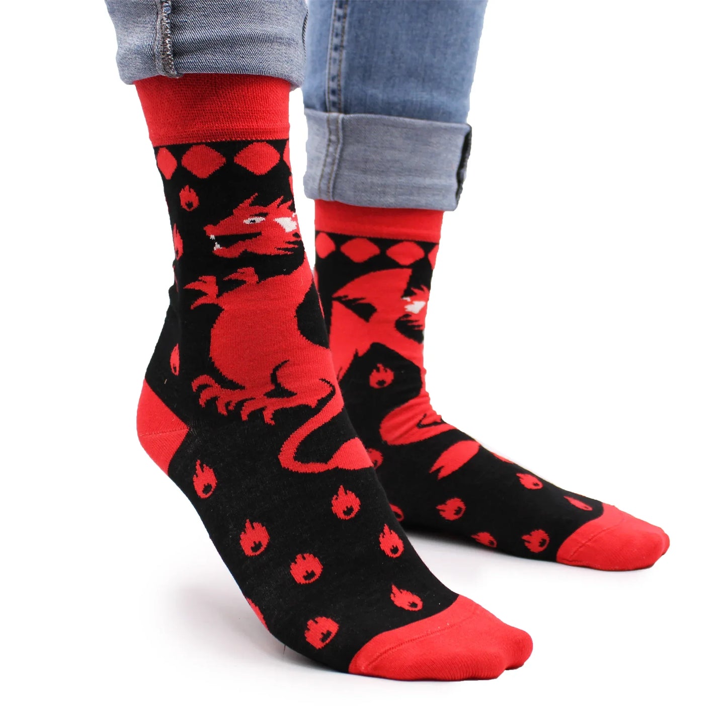 Hop Hare Bamboo Socks - Red Dragons - Underground Allure