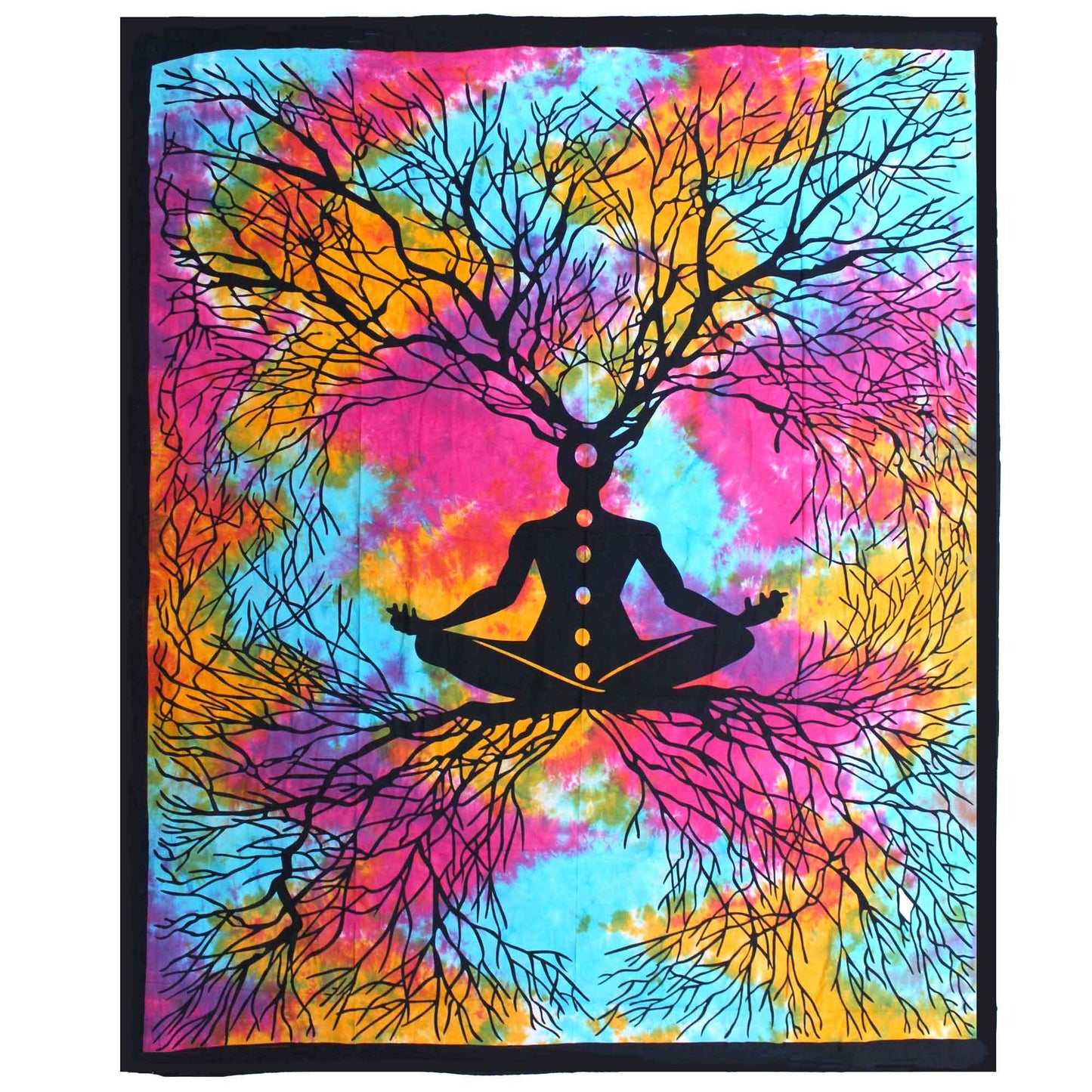 Double Cotton Bedspread + Wall Hanging - Yoga Tree - Underground Allure