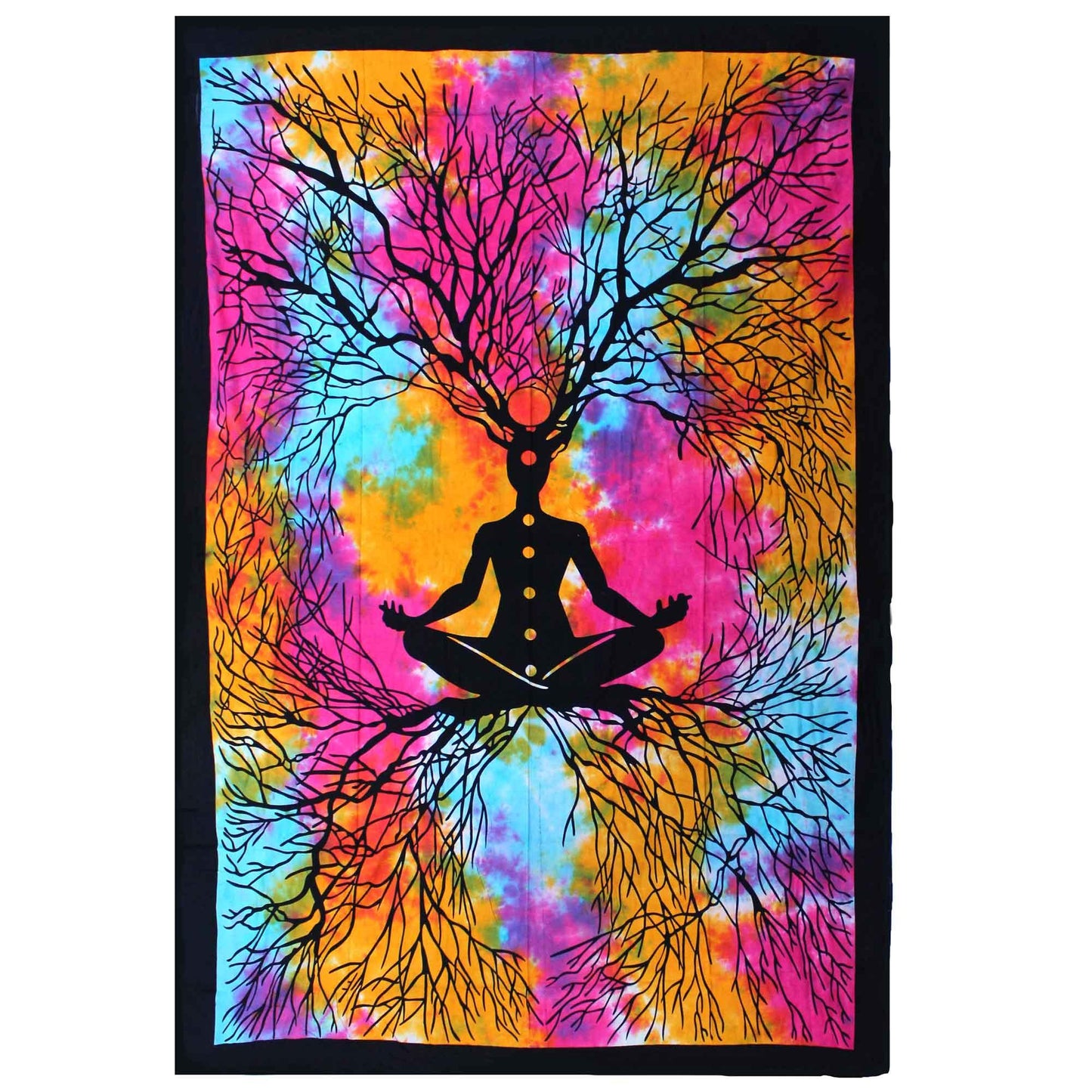 Single Cotton Bedspread + Wall Hanging - Yoga Tree - Underground Allure