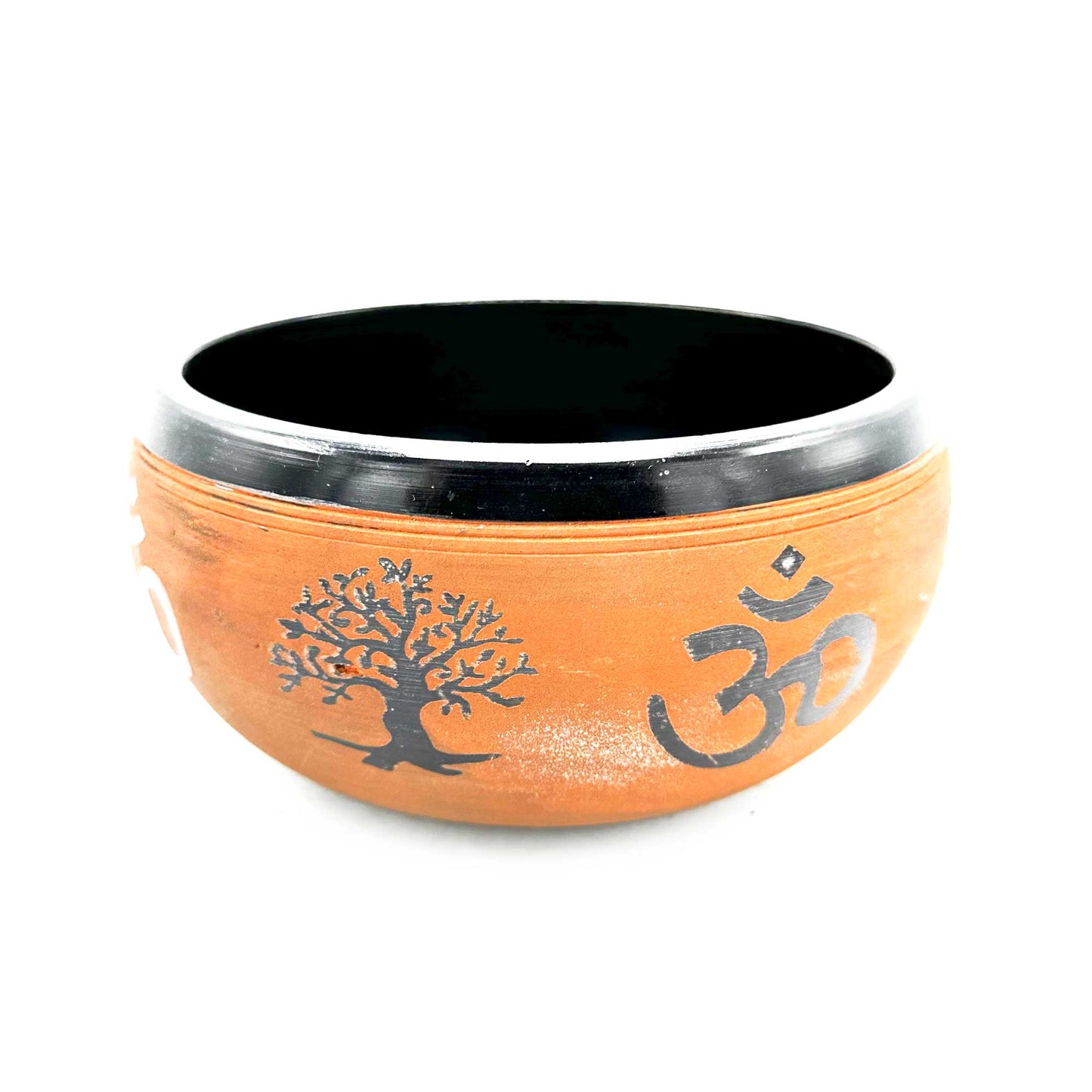 Side view of Earth Powder Singing Bowl - Clay Om Buddha - 16cm