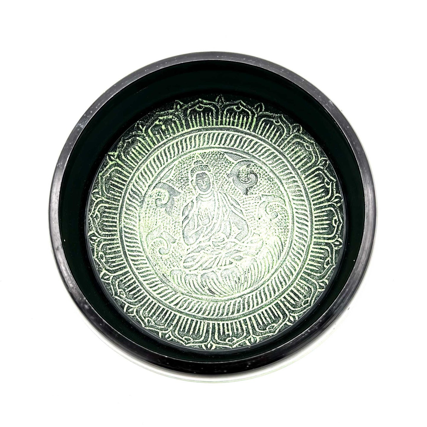 overhead view - Earth Powder Singing Bowl - Clay Om Buddha - 16cm