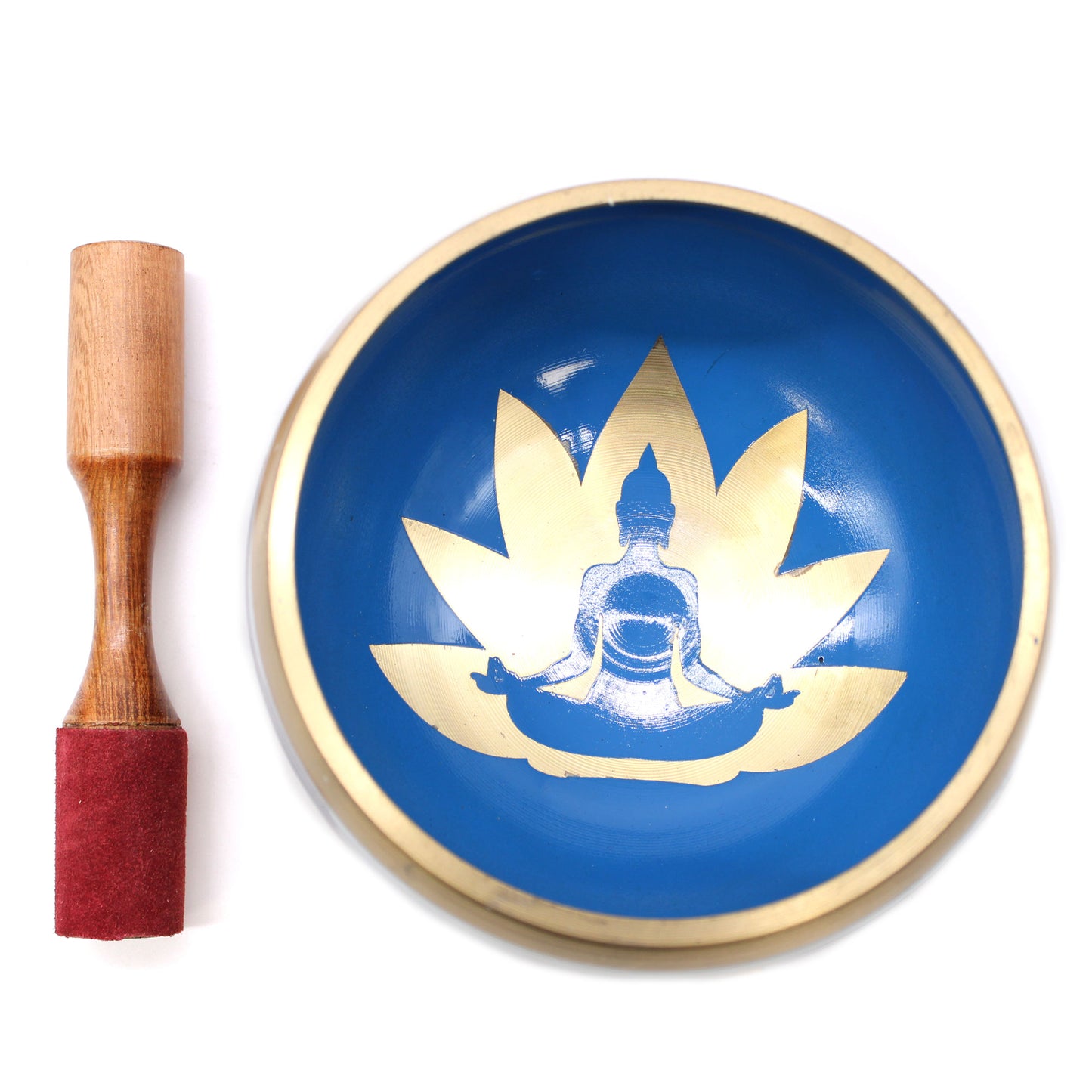 blue singing bowl with yoga symbol Underground Allure Essex, UK