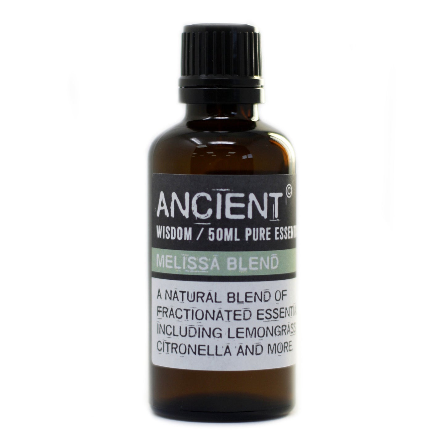 Melissa oil bottle, sweet lemon aroma, ethically sourced