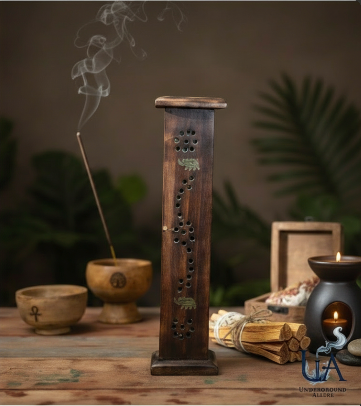 Incense Holders & Ash Catchers – Handmade Mango Wood & Enamel Bowls - Underground Allure