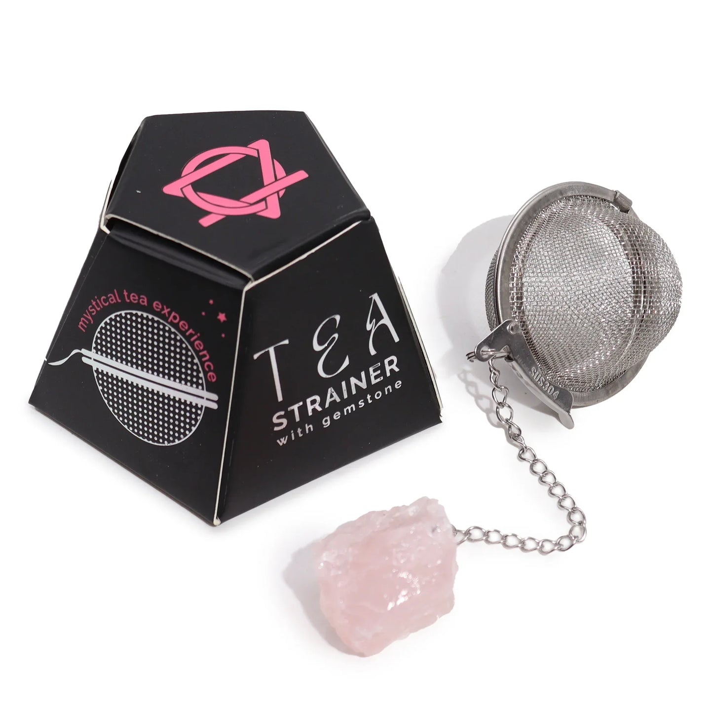 Raw Gemstone Crystal Tea Strainer – Rose Quartz - Underground Allure