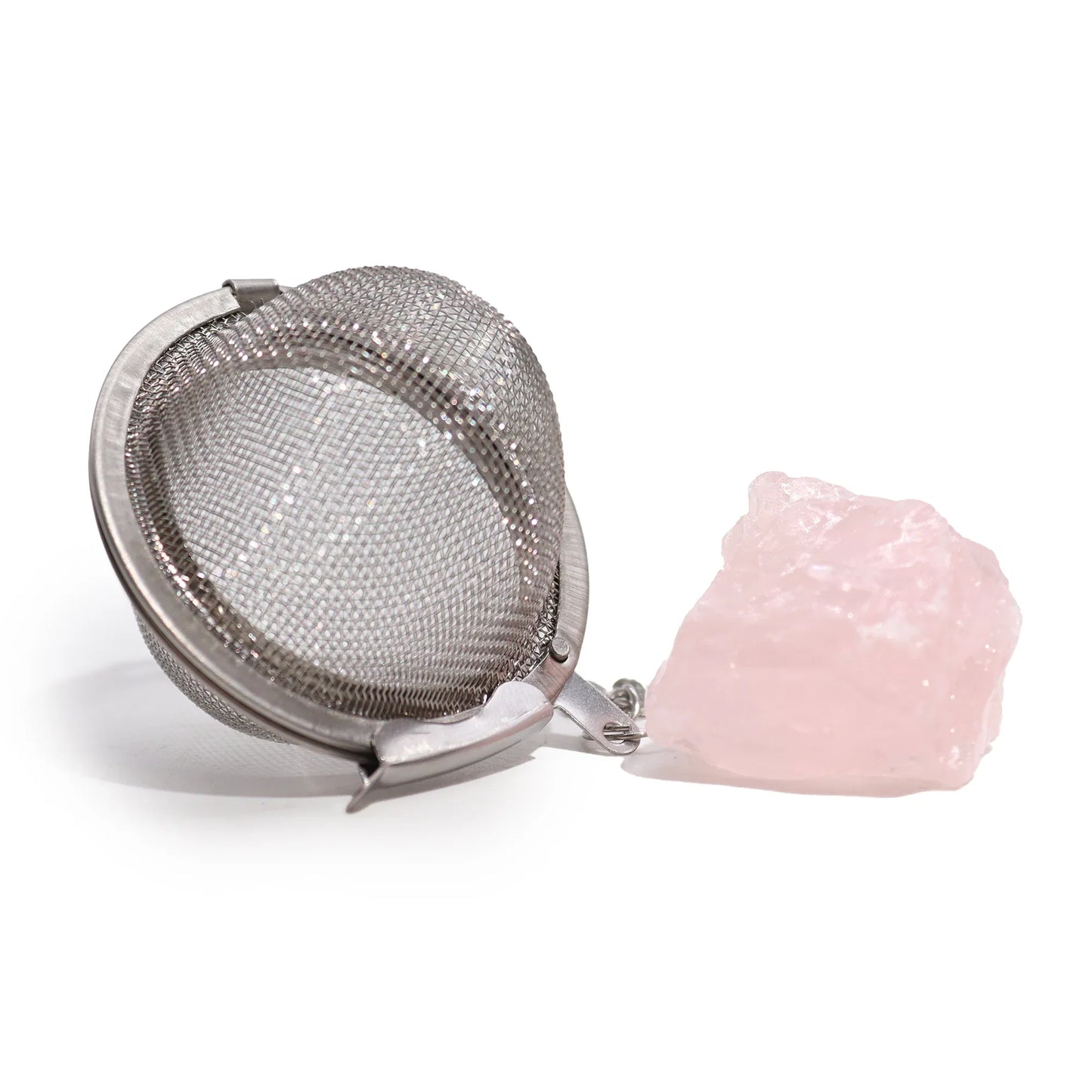 Raw Gemstone Crystal Tea Strainer – Rose Quartz - Underground Allure