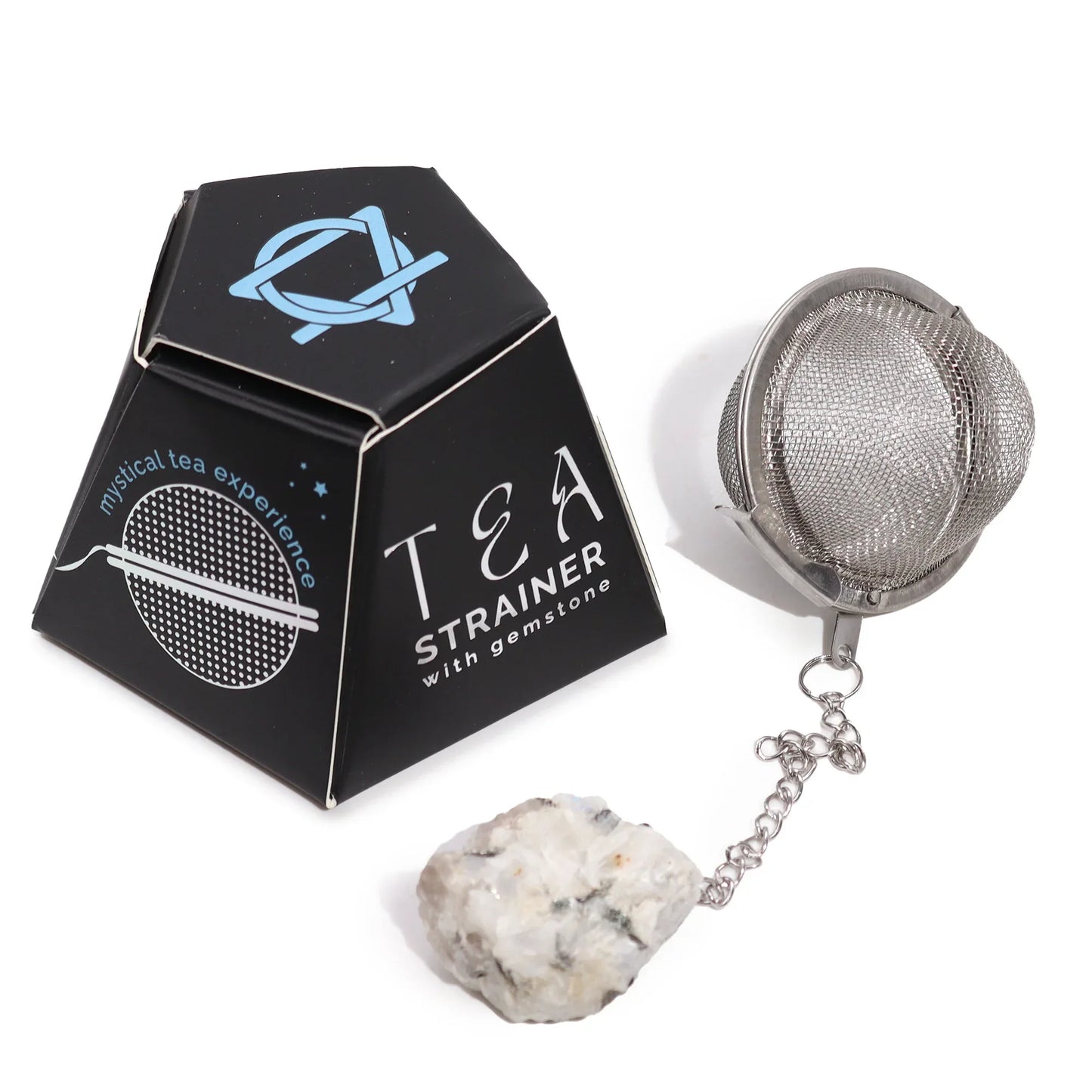 Raw Gemstone Crystal Tea Strainer – Rainbow Moonstone - Underground Allure