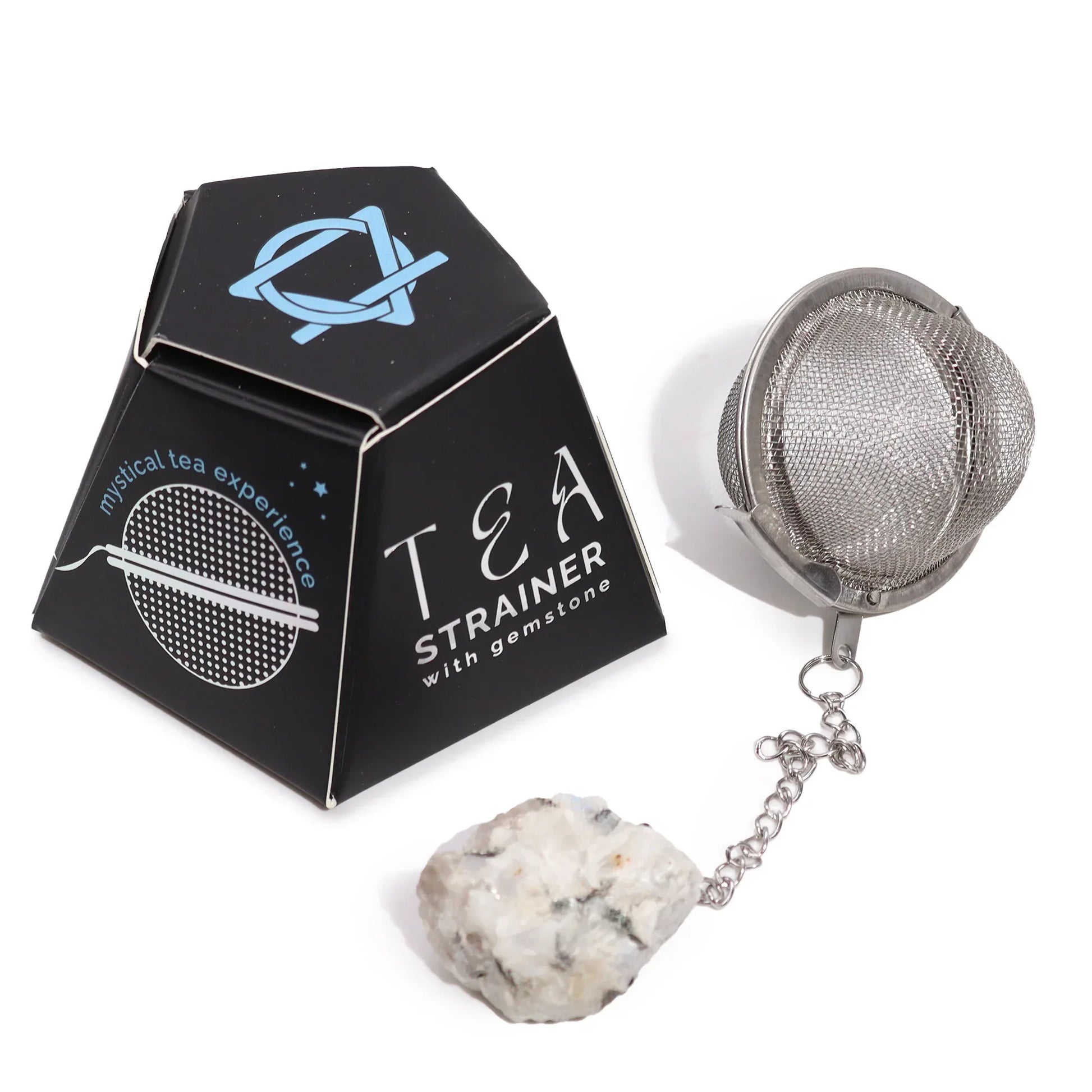 Raw Gemstone Crystal Tea Strainer – Rainbow Moonstone - Underground Allure