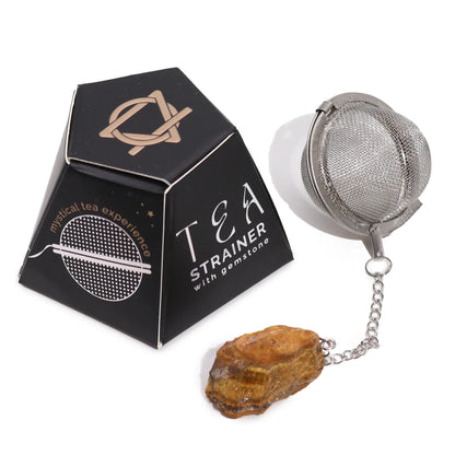 Raw Gemstone Crystal Tea Strainer – Gold Tiger’s Eye - Underground Allure