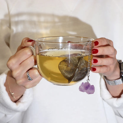Raw Gemstone Crystal Tea Strainer – Amethyst Cluster - Underground Allure