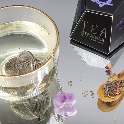 Raw Gemstone Crystal Tea Strainer – Amethyst Cluster - Underground Allure