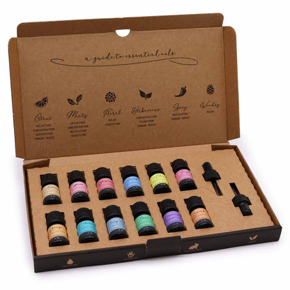 Gift box of aromatherapy essential oils, cruelty-free and eco-friendly, perfect for wellness or business