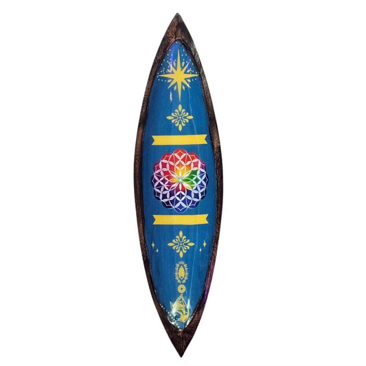 Colourful Mandala Mango Wood Incense Bowl - 29cm