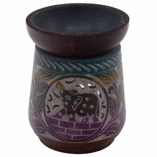 Large Elephant Soapstone Oil Burner - Five Colours