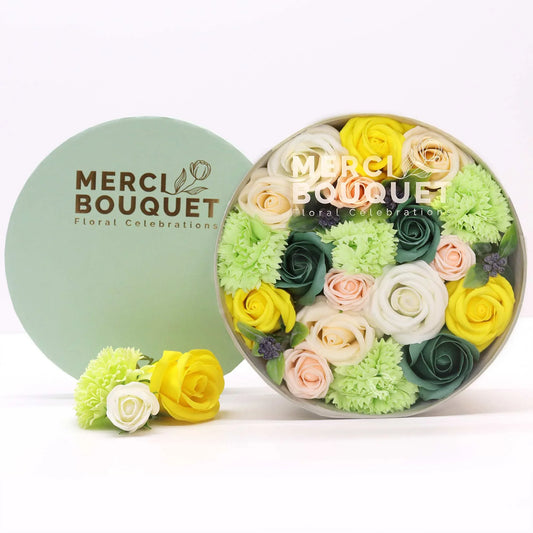 Soap Flowers Long Gift Box – Spring Celebrations (Yellow & Greens) | Handmade & Cruelty-Free - Underground Allure