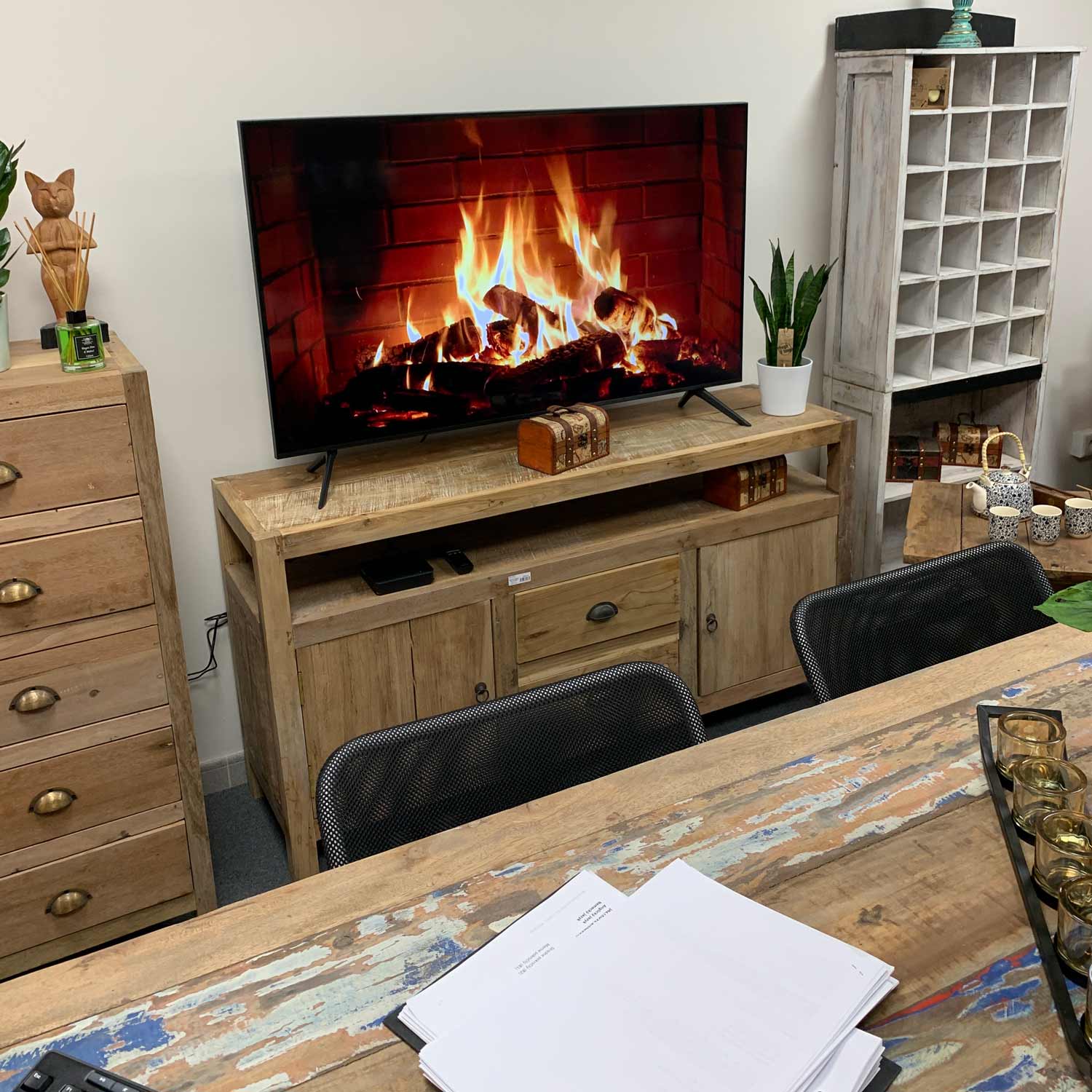 Large TV Stand - Recycled Wood