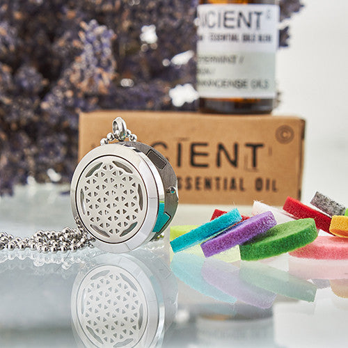 Flower of Life  Aromatherapy Diffuser Necklace 25mm with reusable pads