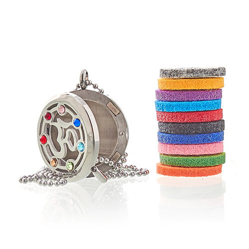 OM Chakra - 30mm - Aromatherapy Jewellery Necklace & reuable pad