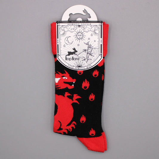 Hop Hare Bamboo Socks - Red Dragons - Underground Allure