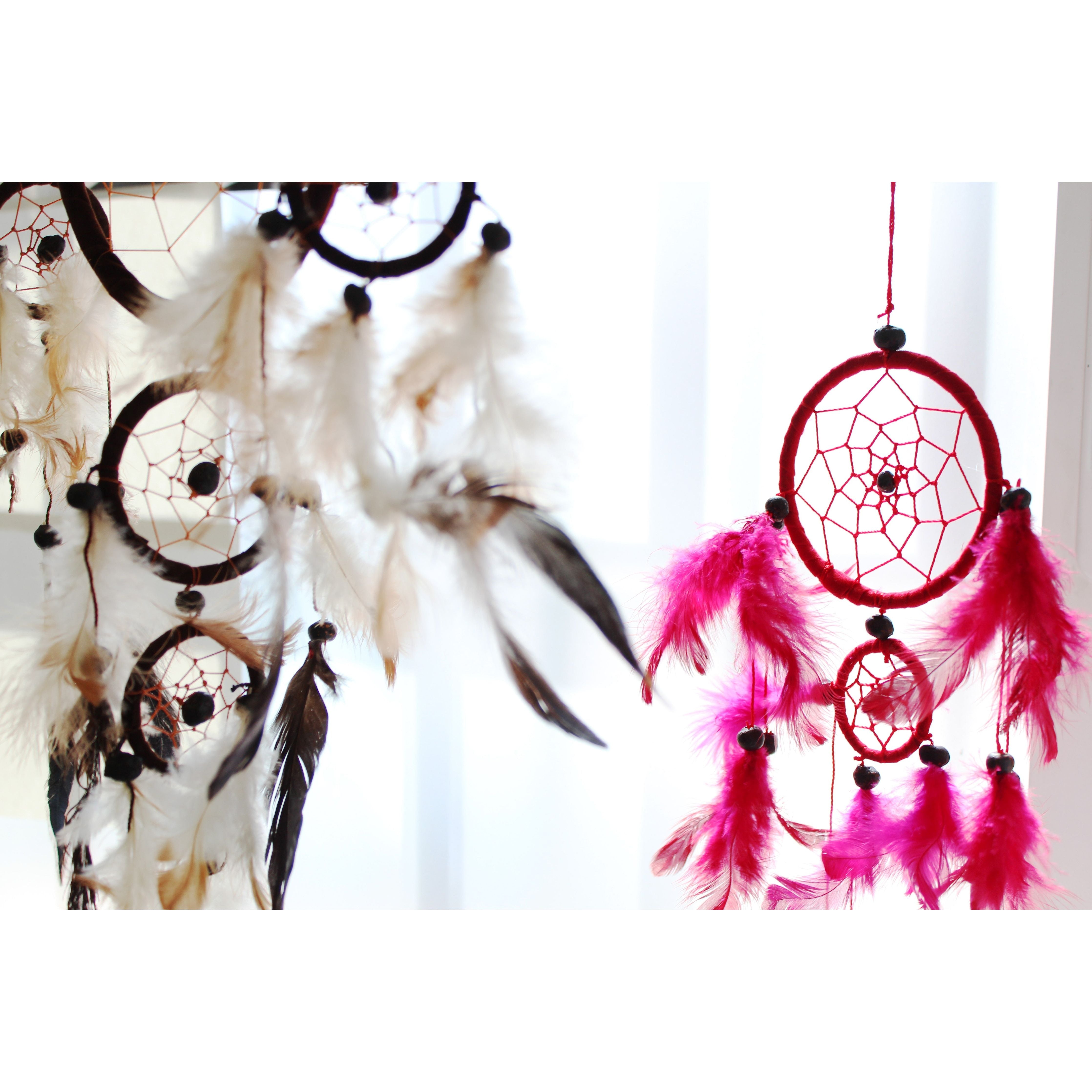 6x Bali Dreamcatchers - Small Heart - Black/White/Red