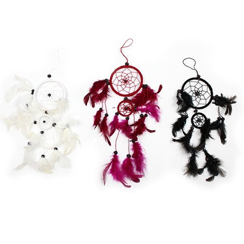 6x Bali Dreamcatchers - Medium Round - Black/White/Red