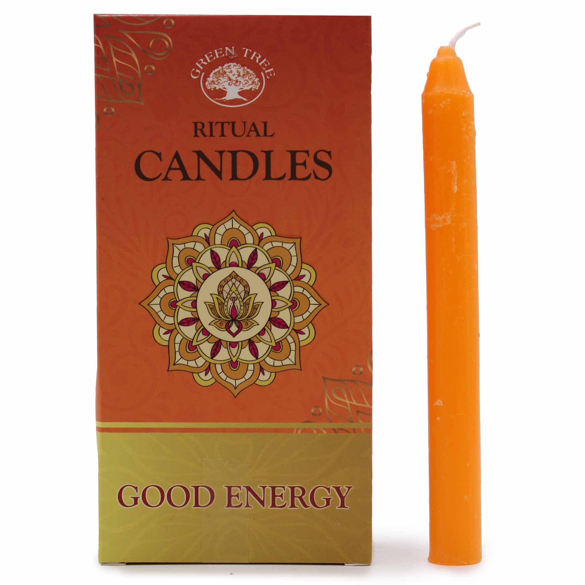 Set of 10 Spell Candles - Good Energy - A set of 10 orange candles dedicated to be used during rituals attracting good energy. Candle magic is one of the simplest methods to support the manifestation of intention or will.