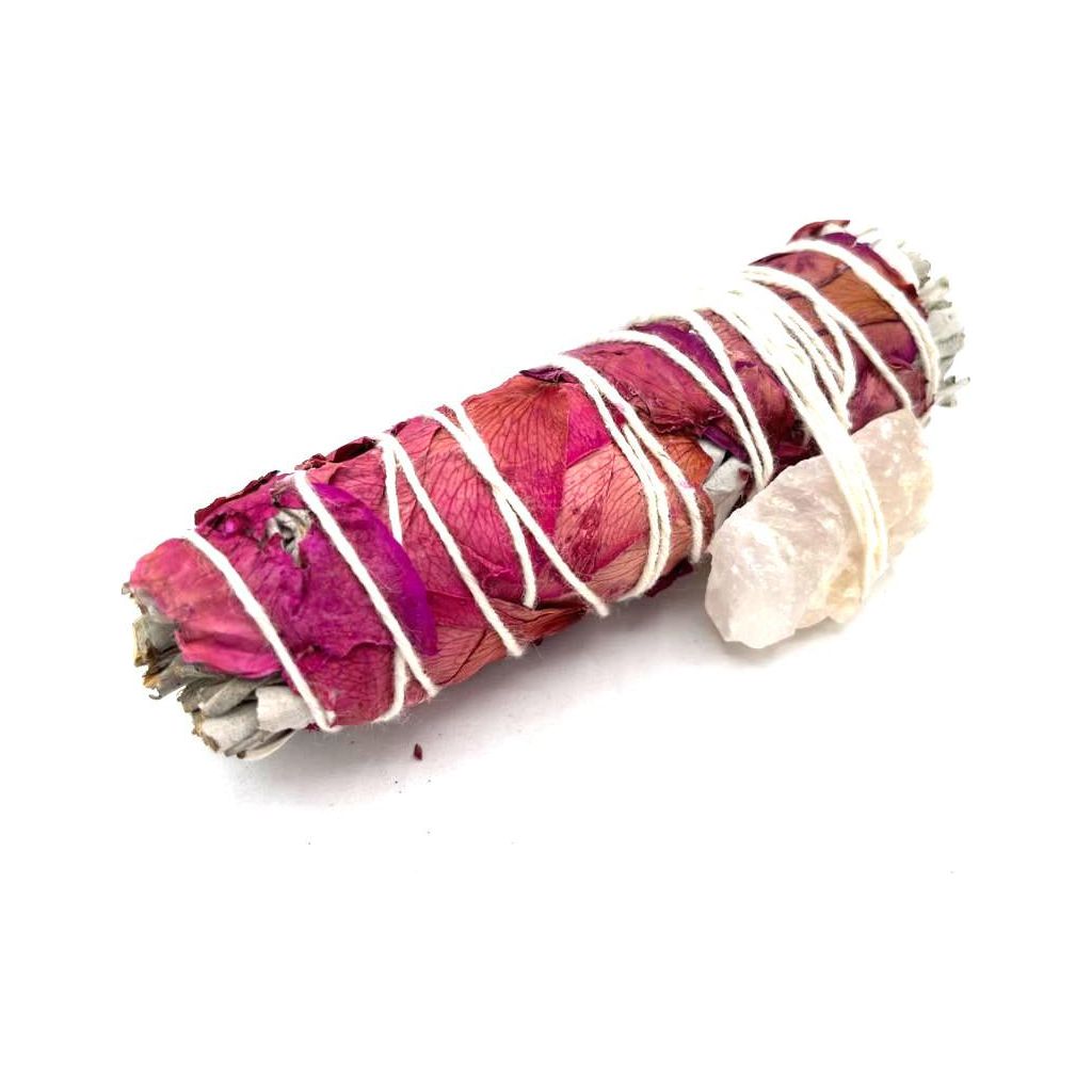 Smudge Stick - Love Spirit Sage 10cm -  Smudging has long been used to connect to the spiritual realm or enhance intuition. Burning sage or smudge can lift one’s mood it could also be a great ally against stress