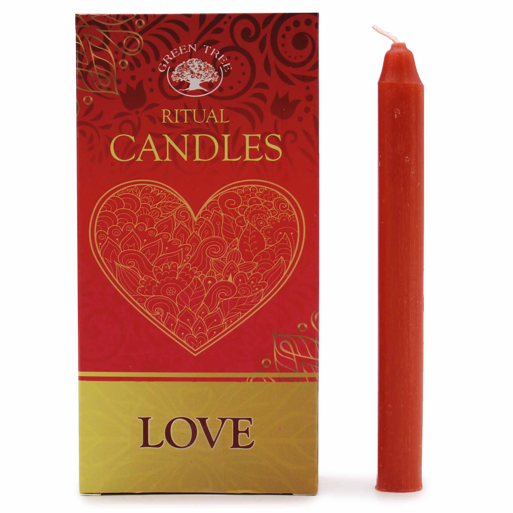 Set of 10 Spell Candles - Love - A set of 10 red candles for use in rituals aimed at attracting love. Candle magic is one of the simplest methods to support the manifestation of intention or will.