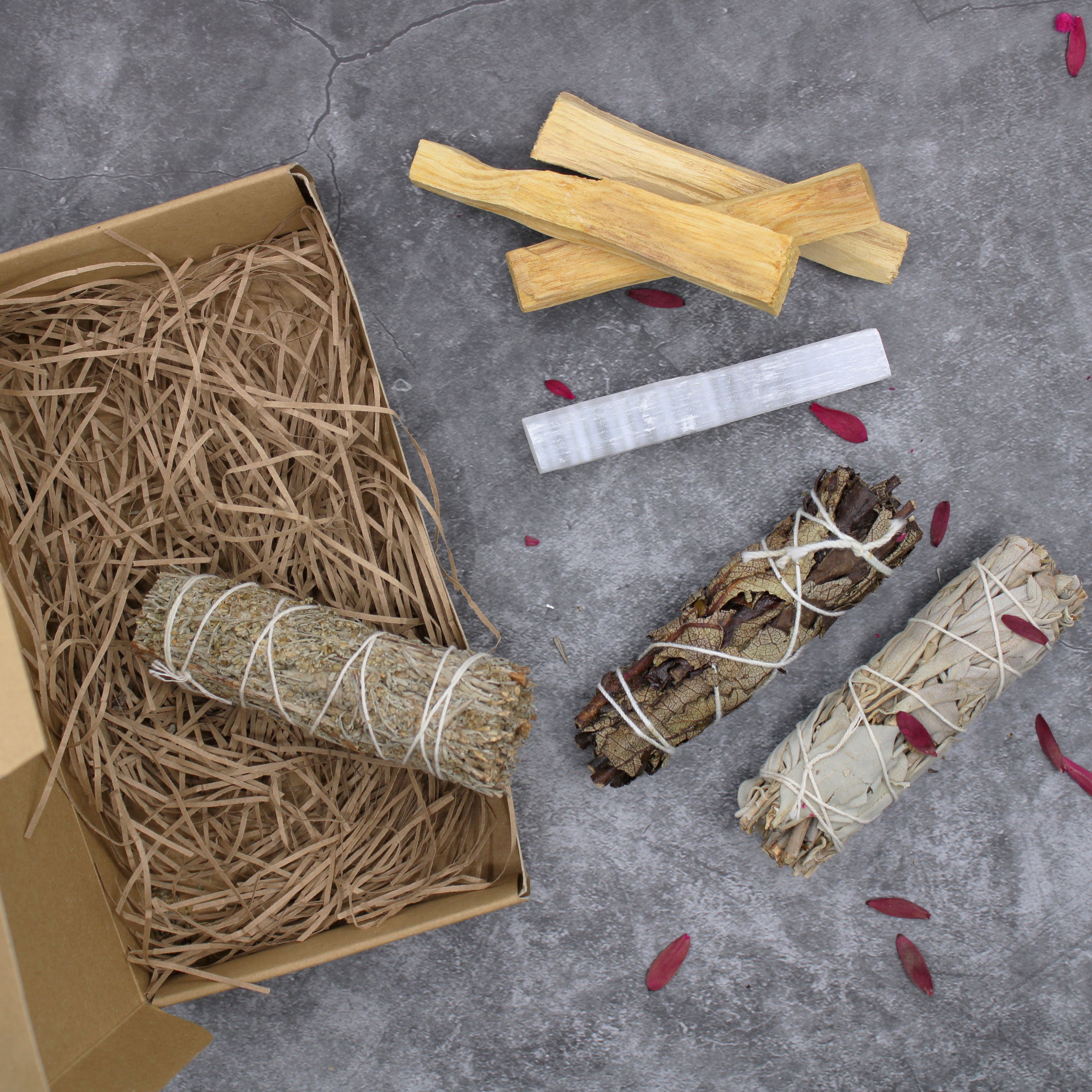 overhead view of Energy Cleansing & Smudging Kit - Home