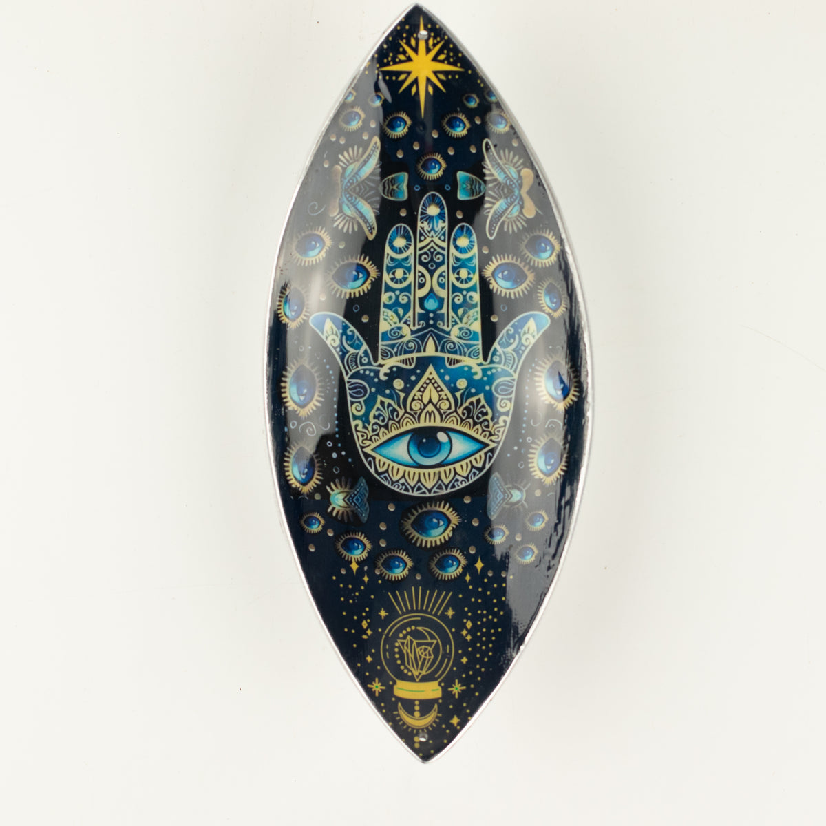 Evil Eye Mango Wood & Enamel Incense Bowl