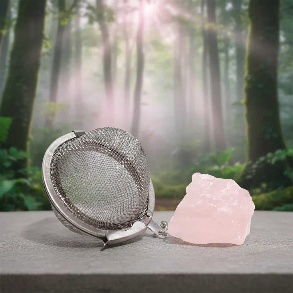 Raw Gemstone Crystal Tea Strainer – Rose Quartz - Underground Allure
