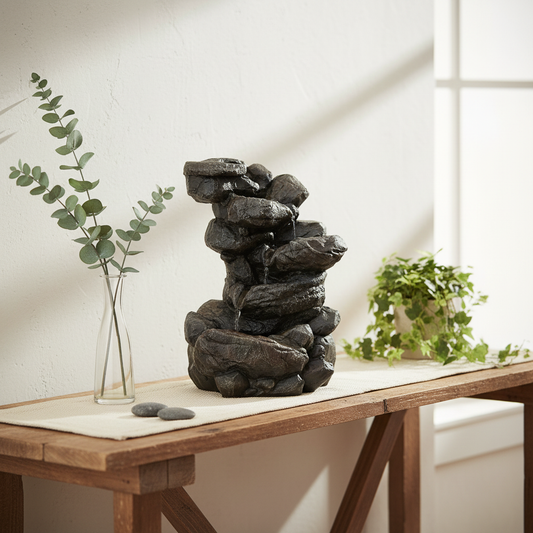 35cm Natural Rock Tabletop Water Feature | Indoor Waterfall | Essex