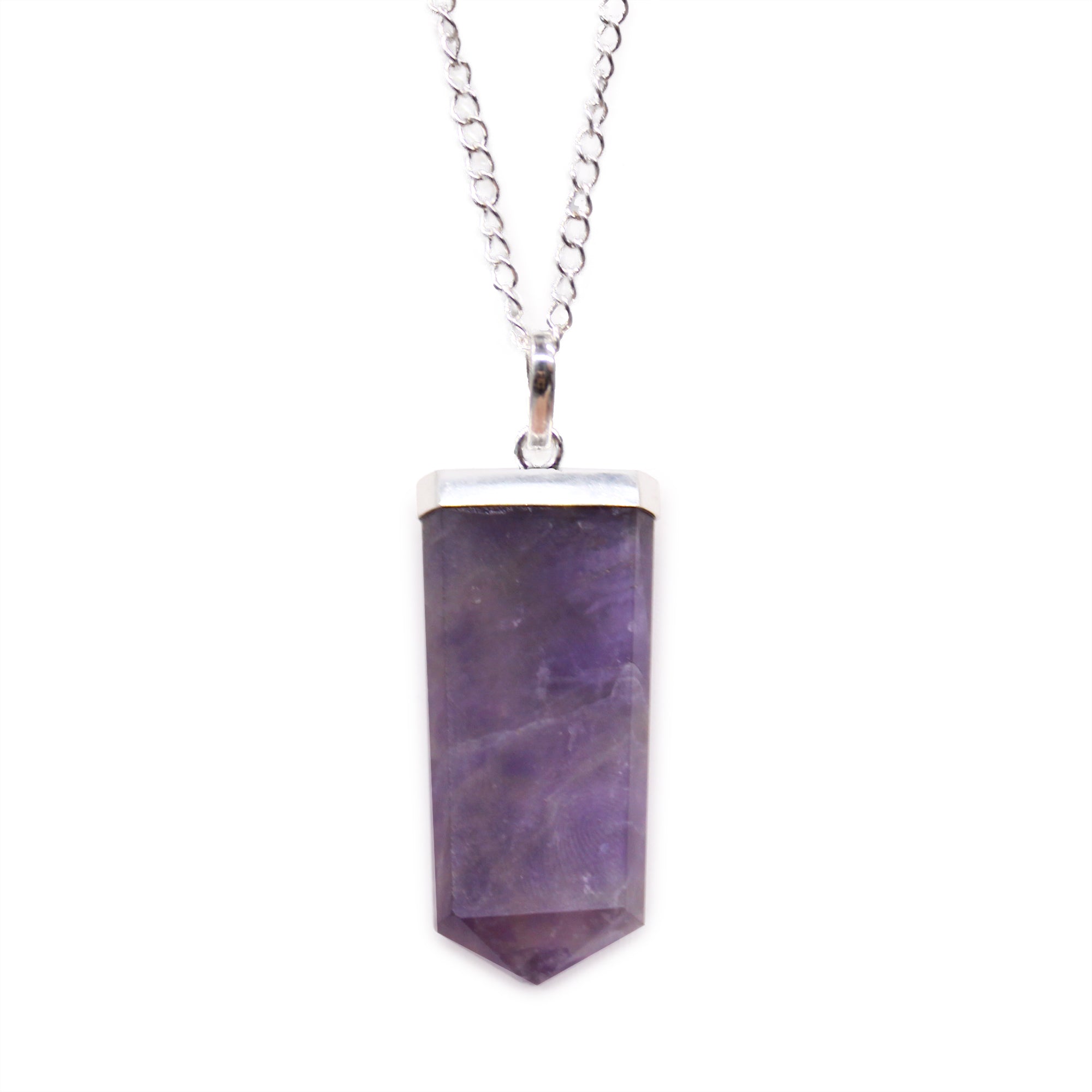 Gemstone Flat Pencil Pendant - Amethys