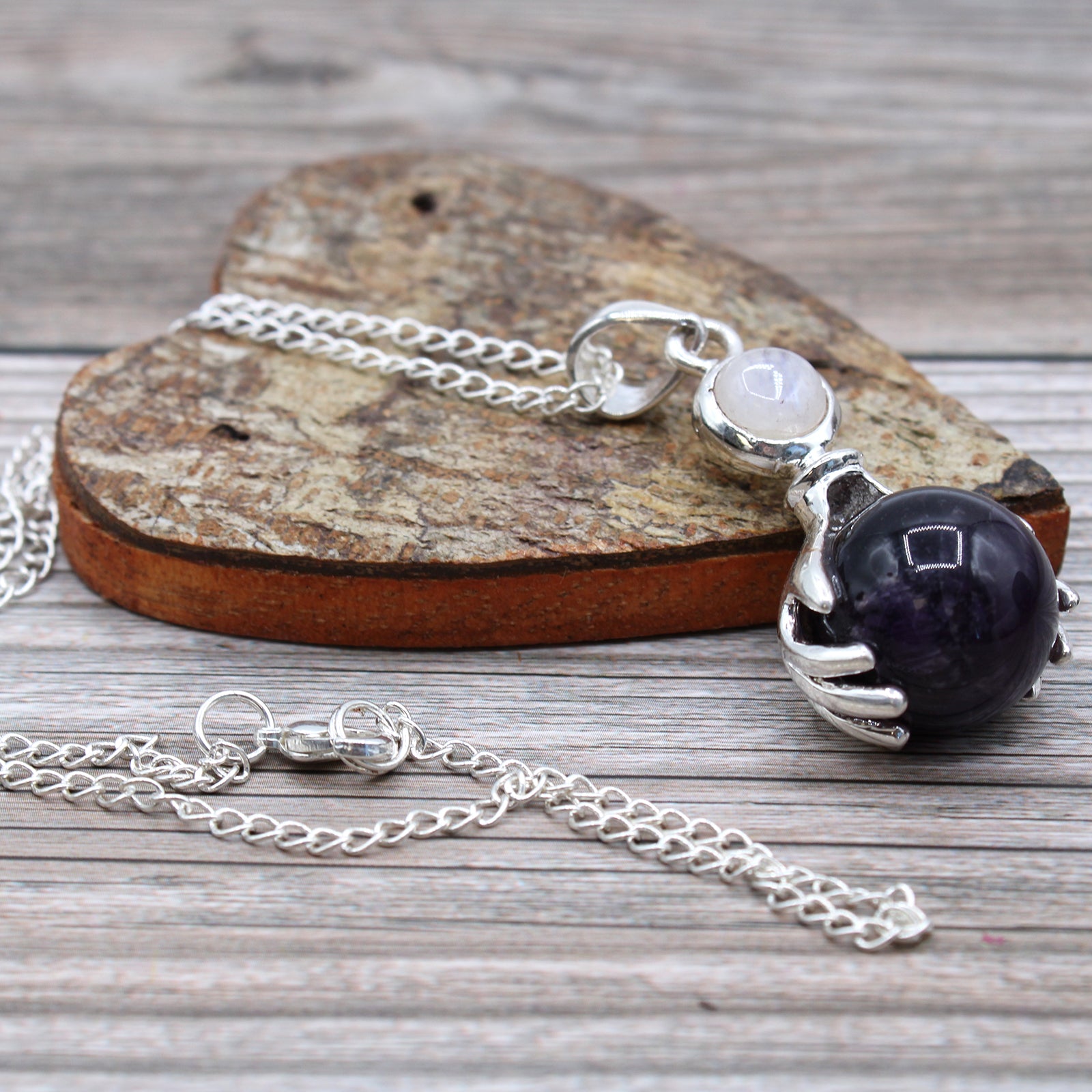 Gemstone Healing Hands Pendant - Black Agate