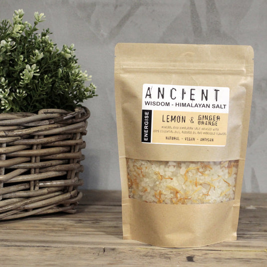 Himalayan Bath Salt Blend 500g - Energise containing Lemon Orange and Ginger