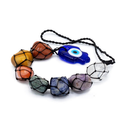 Hanging Chakra Stone Pendant - Hansa on a white back ground
