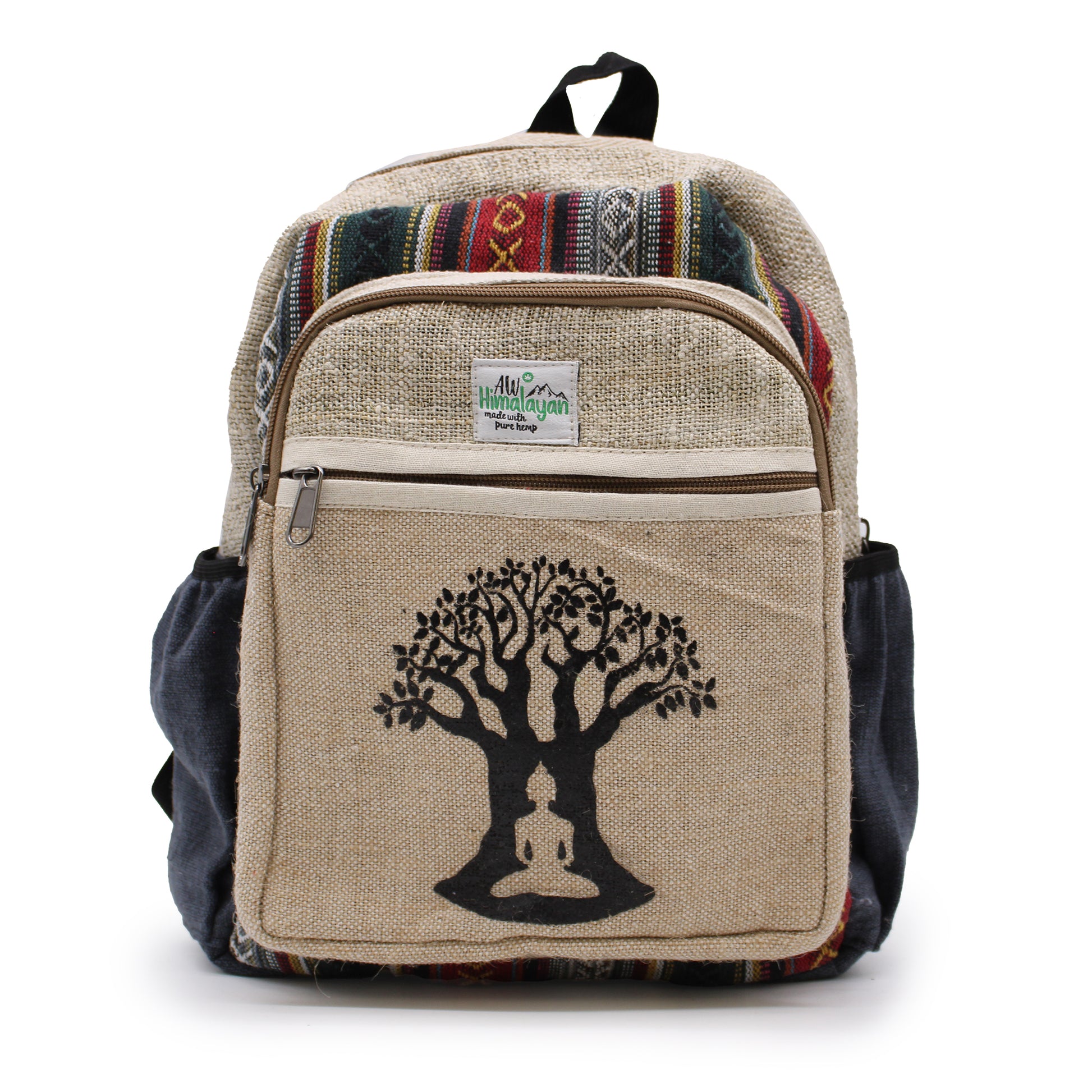 Backpack with tree of life and Buddha design on a white background