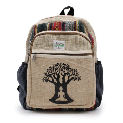 Backpack with tree of life and Buddha design on a white background