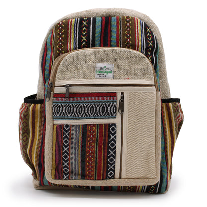 Backpack with multicolored  Stipe pattern on a white background