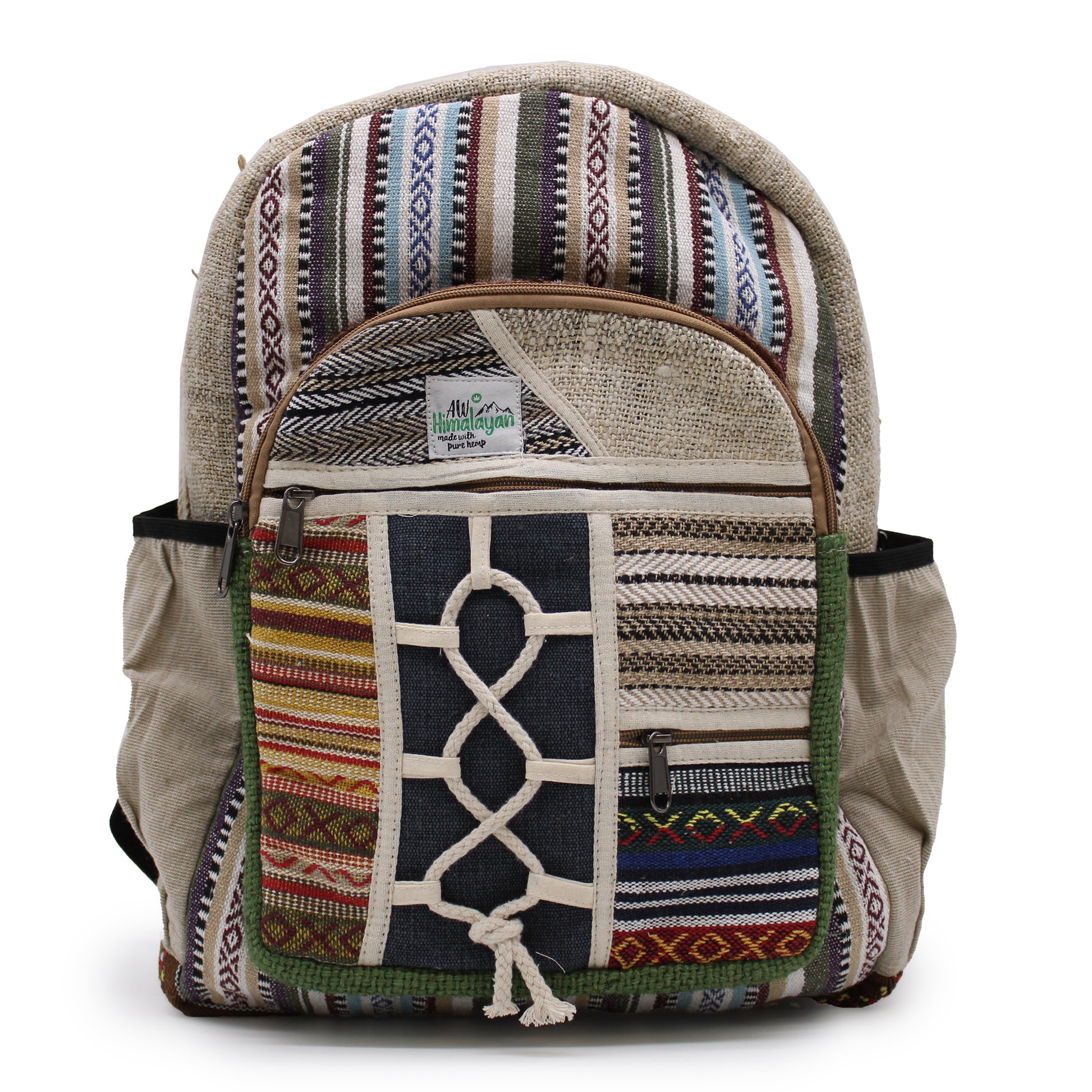 Backpack with tribal pattern on a white background