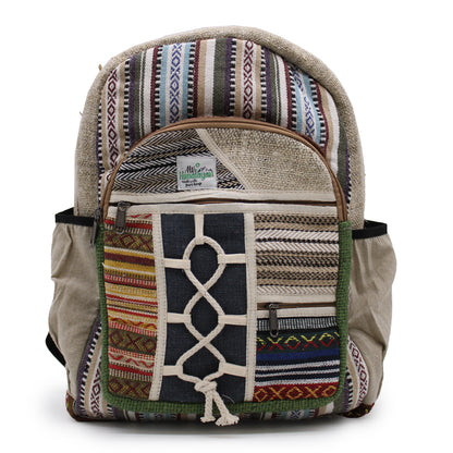 Backpack with tribal pattern on a white background