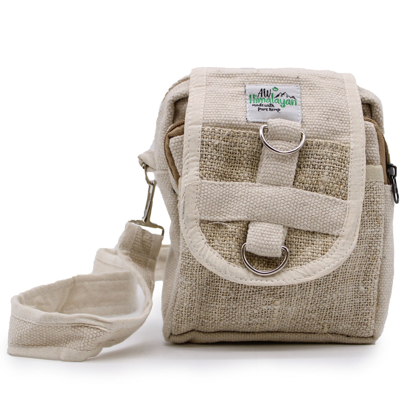 Beige pet portage bag with pouch on a white background
