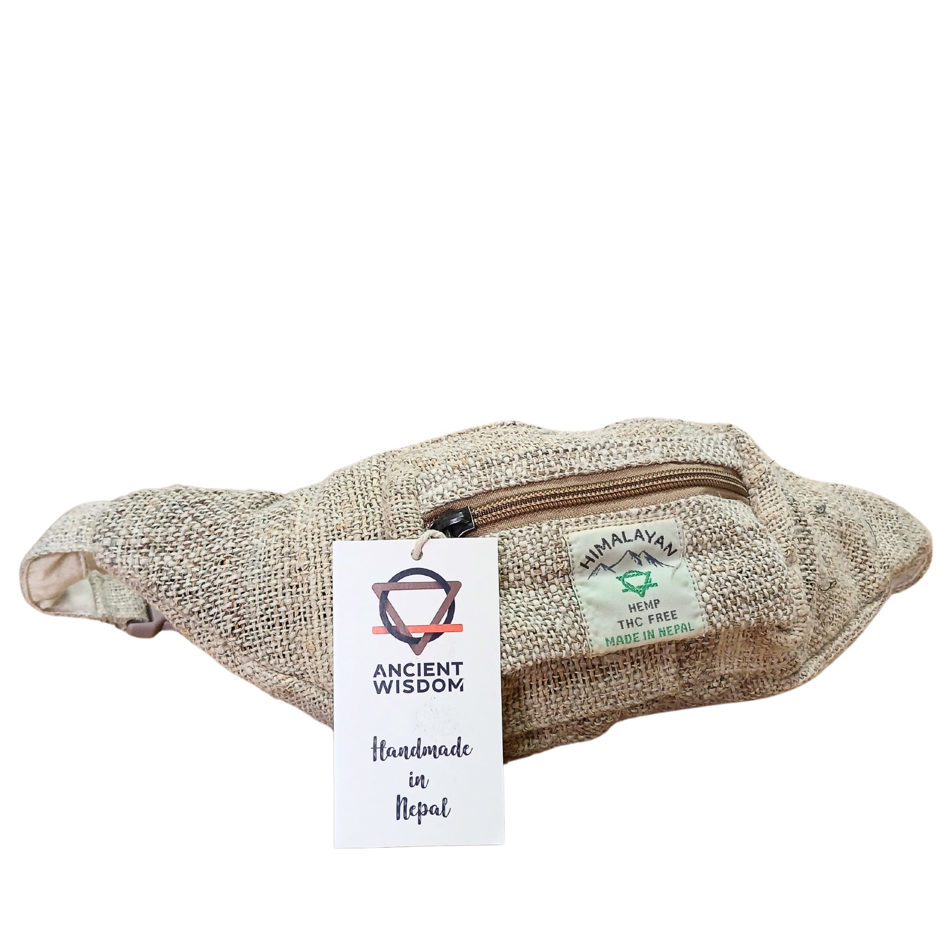 Textured bag with a tag on a white background